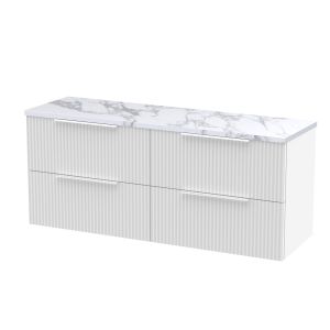 1200 Wall Hung 4-Drawer Vanity & Laminate Worktop - Hudson Reed DFF193LCM2 White, White colour ,image 1