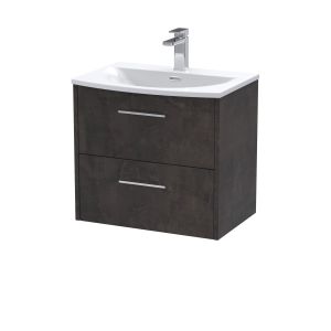 600mm Wall Hung 2 Drawer Vanity & Basin 4 - Hudson Reed JNU2624G Brown, Brown colour ,image 1