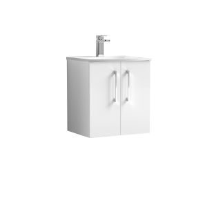500mm Wall Hung 2 Door Vanity & Basin 4 - Nuie ARN121G White, White colour ,image 1