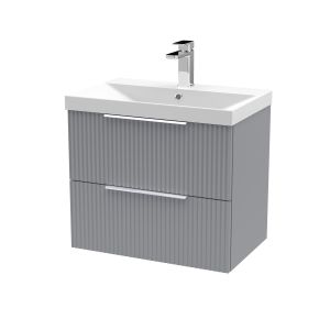 600mm Wall Hung 2 Drawer Vanity & Basin 3 - Hudson Reed DFF293D Grey, Grey colour ,image 1