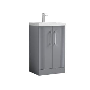 500mm Floor Standing 2 Door Vanity & Basin 1 - Nuie DPF223A Grey, Grey colour ,image 1