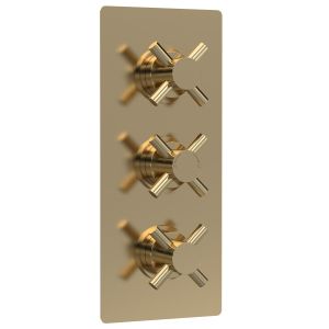 Triple Thermostatic Shower Valve - Hudson Reed KRI8211 Brass, Brass colour ,image 1