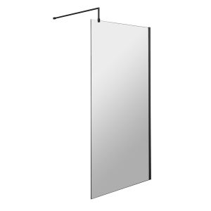 900mm Wetroom Screen With Black Support Bar - Hudson Reed WRSBP90 Matt Black, Black colour ,image 1