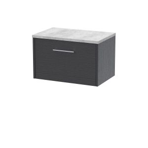 600mm Wall Hung Single Drawer Vanity & Laminate Top - Hudson Reed JNU2222LBG Grey, Grey colour ,image 1