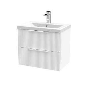600mm Wall Hung 2 Drawer Vanity & Basin 1 - Hudson Reed DFF193A White, White colour ,image 1