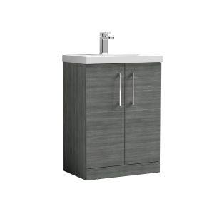 600mm Floor Standing 2 Door Vanity & Basin 1 - Nuie ARN503A Grey, Grey colour ,image 1