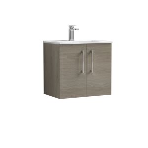 600mm Wall Hung 2 Door Vanity & Basin 2 - Nuie ARN2523B Oak, Oak colour ,image 1