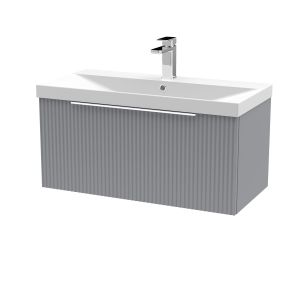 800mm Wall Hung Single Drawer Vanity & Basin 3 - Hudson Reed DFF296D Grey, Grey colour ,image 1