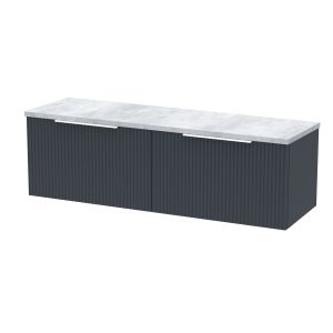 1200 Wall Hung 2-Drawer Vanity & Laminate Worktop - Hudson Reed DFF1494LBG2 Black, Black colour ,image 1