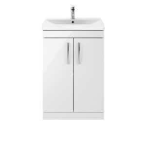 600mm Floor Standing Vanity With Basin 3 - Nuie ATH027D Gloss White, White colour ,image 1