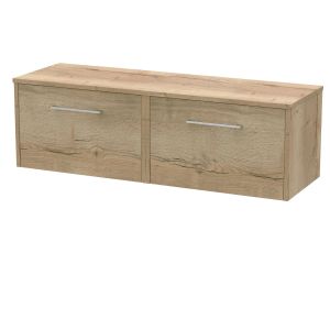 1200mm Wall Hung 2 Drawer Vanity & Worktop - Hudson Reed JNU1822W2 Oak, Oak colour ,image 1