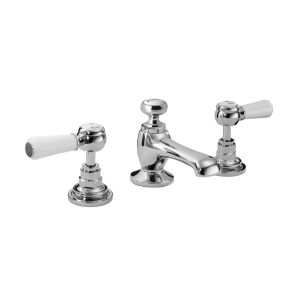 3 Tap Hole Basin Mixer - Hudson Reed BC307HL Chrome, Chrome & White colour ,image 1