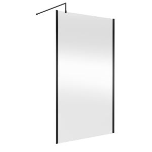1200mm Outer Framed Wetroom Screen with Support Bar - Hudson Reed WRSOBP12 Matt Black, Black colour ,image 1