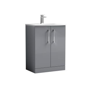 600mm Floor Standing 2 Door Vanity & Basin 4 - Nuie ARN2203G Grey, Grey colour ,image 1