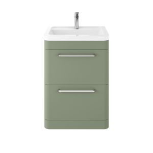 Floor Standing 600mm Cabinet & Basin - Hudson Reed SOL801A Green, Green colour ,image 1