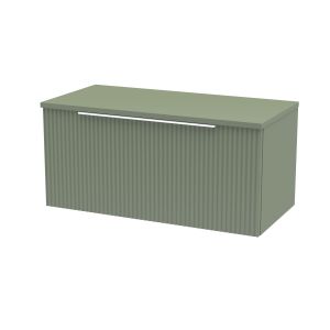 800mm Wall Hung Single Drawer Vanity & Worktop - Hudson Reed DFF896W Green, Green colour ,image 1