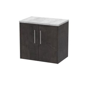 600mm Wall Hung 2 Door Vanity & Worktop - Hudson Reed JNU2623LBG Brown, Brown colour ,image 1