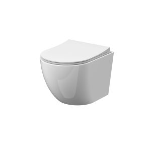 Wall Hung Pan & Soft Close Seat - Nuie NCG340 White, White colour ,image 1