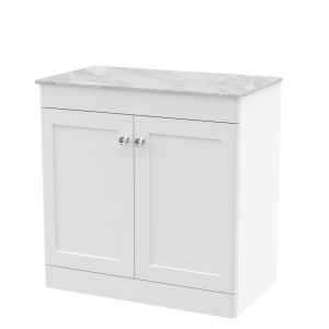 800mm Floor Standing 2-Door Vanity with Marble Top - Nuie CLC126GMT White, White colour ,image 1
