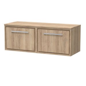 1200mm Wall Hung Single Drawer Vanity with Worktop - Hudson Reed LIL3022W2 Oak, Oak colour ,image 1