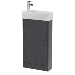 440mm Floor Standing 1 Door Unit & 1TH Basin RH - Hudson Reed JNU2221R Grey, Grey colour ,image 1