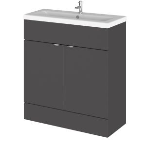 800mm Vanity Unit & Ceramic Basin - Hudson Reed CBI928A Gloss Grey, Grey colour ,image 1