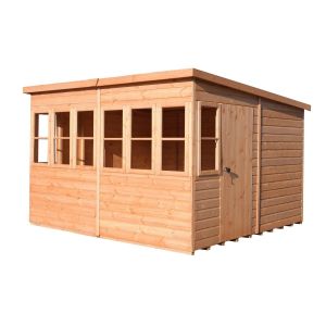 Sun Pent 10 x 10 Single Door Loglap Potting Shed - Style B