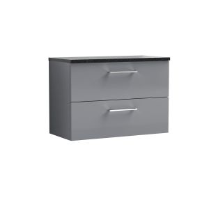 800mm Wall Hung 2 Drawer Vanity & Laminate Top - Nuie ARN2226LSB Grey, Grey colour ,image 1