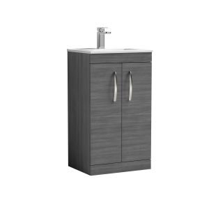 500mm Floor Standing Vanity With Basin 2 - Nuie ATH004B Anthracite Woodgrain, Brown/Grey colour ,image 1