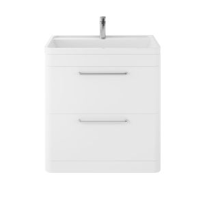 Floor Standing 800mm Cabinet & Basin - Hudson Reed SOL103 Pure White, White colour ,image 1
