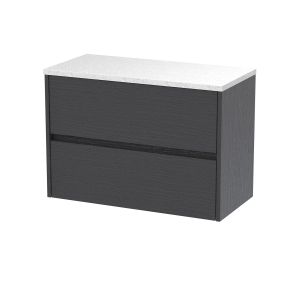 800mm Wall Hung 2 Drawer Unit & Worktop - Nuie HAV2206LSW Grey, Grey colour ,image 1