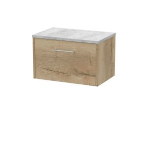 600mm Wall Hung Single Drawer Vanity & Laminate Top - Hudson Reed JNU1822LBG Oak, Oak colour ,image 1