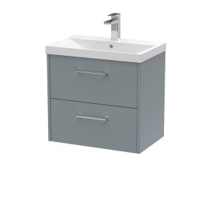 600mm Wall Hung 2 Drawer Vanity & Basin 3 - Hudson Reed JNU2324D Grey, Grey colour ,image 1