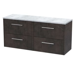 1200 Wall Hung 4-Drawer Vanity & Laminate Worktop - Hudson Reed JNU2624LBG2 Brown, Brown colour ,image 1