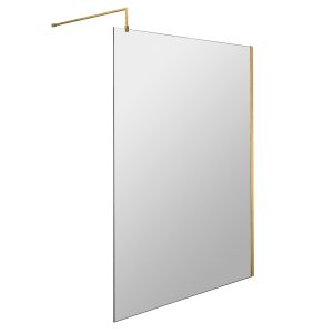 1200mm Wetroom Screen With Brass Support Bar - Hudson Reed WRSBB12 Brushed Brass, Brass colour ,image 1