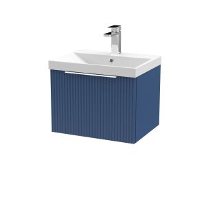 500mm Wall Hung Single Drawer Vanity & Basin 3 - Hudson Reed DFF391D Blue, Blue colour ,image 1