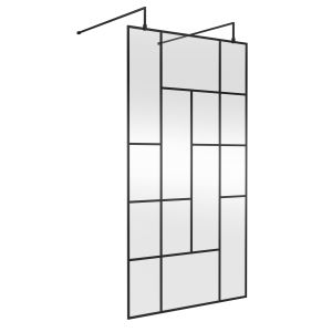 1100mm Abstract Frame Wetroom Screen with Support Bars - Hudson Reed BFAFB11 Matt Black, Black colour ,image 1