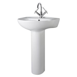 550mm 1TH Basin & Pedestal - Nuie CML002 White, White colour ,image 1