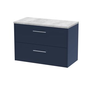 800mm Wall Hung 2-Drawer Vanity & Laminate Worktop - Hudson Reed JNU2926LBG Blue, Blue colour ,image 1
