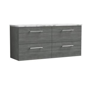 1200mm Wall Hung 4-Drawer Vanity & Laminate Worktop - Nuie ARN524LCM2 Grey, Grey colour ,image 1