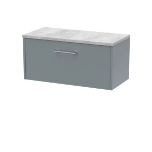 800mm Wall Hung Single Drawer Vanity & Laminate Top - Hudson Reed JNU2325LBG Grey, Grey colour ,image 1