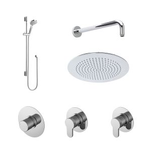 2 Outlet Arvan Bundle With Stop Tap & Diverter - Nuie SBR128ST2 Chrome, Chrome colour ,image 1