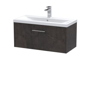 800mm Wall Hung 1 Drawer Vanity & Basin 1 - Hudson Reed JNU2625A Brown, Brown colour ,image 1