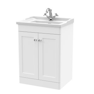 600mm Floor Standing 2 Door Vanity & Basin 1TH - Nuie CLC125F White, White colour ,image 1