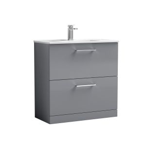 800mm Floor Standing 2 Drawer Vanity & Basin 2 - Nuie ARN2235B Grey, Grey colour ,image 1