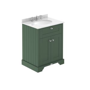 600mm Cabinet & Marble Top (3TH) - Hudson Reed LOF825 Hunter Green, Green colour ,image 1