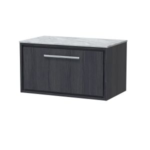 800mm Wall Hung Single Drawer Vanity with Marble Worktop - Hudson Reed LIL2225GMT Grey, Grey colour ,image 1