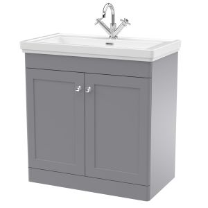 800mm Floor Standing 2-Door Vanity & Basin 1TH - Nuie CLC226A Grey, Grey colour ,image 1