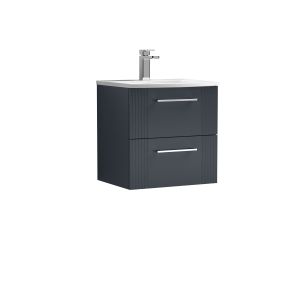 500mm Wall Hung 2 Drawer Vanity & Basin 4 - Nuie DPF1492G Black, Black colour ,image 1