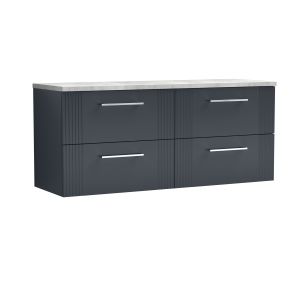 1200 Wall Hung 4-Drawer Vanity & Laminate Worktop - Nuie DPF1493LBG2 Black, Black colour ,image 1